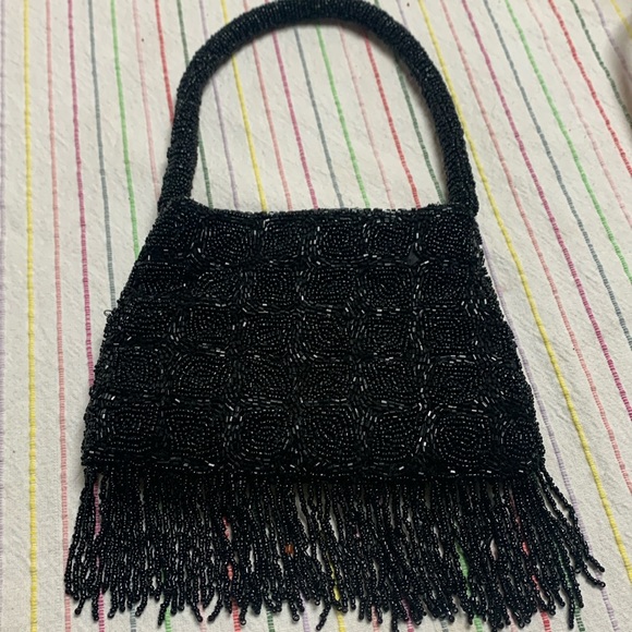 Dressy, black, beaded purse stylish prom wedding - Picture 1 of 10